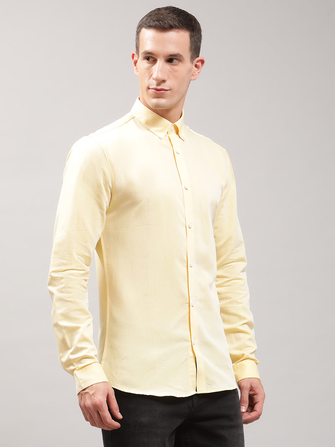 Lindbergh Men Yellow Solid Button Down Shirt