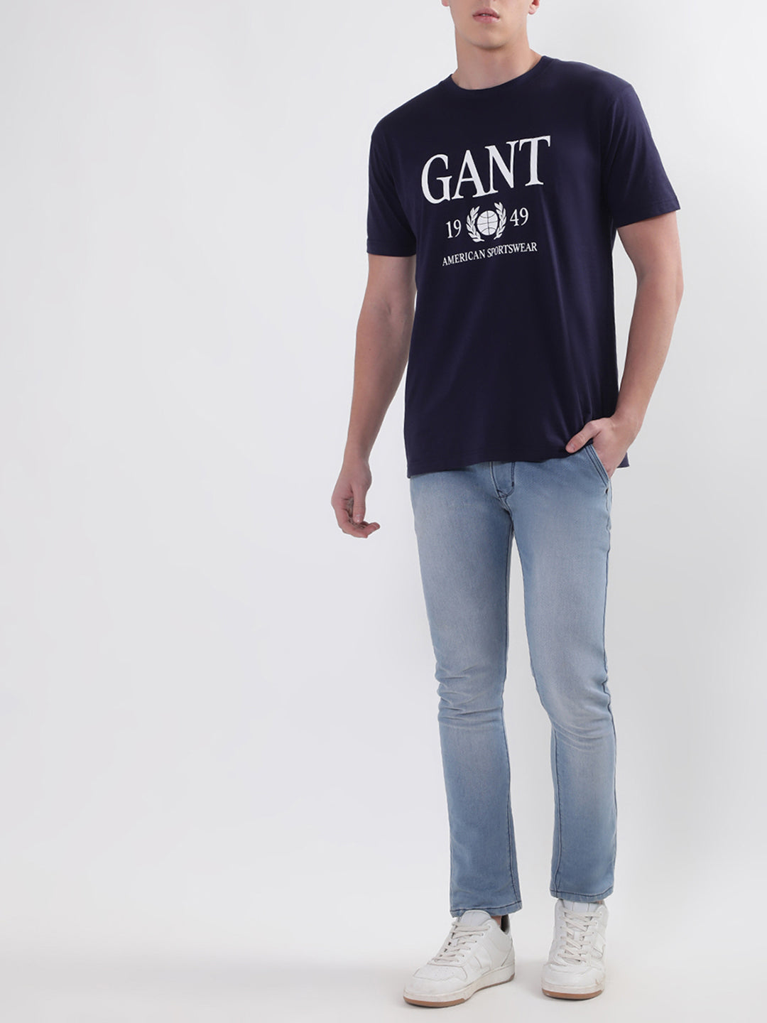 Gant Blue Retro Crest Logo Regular Fit T-Shirt