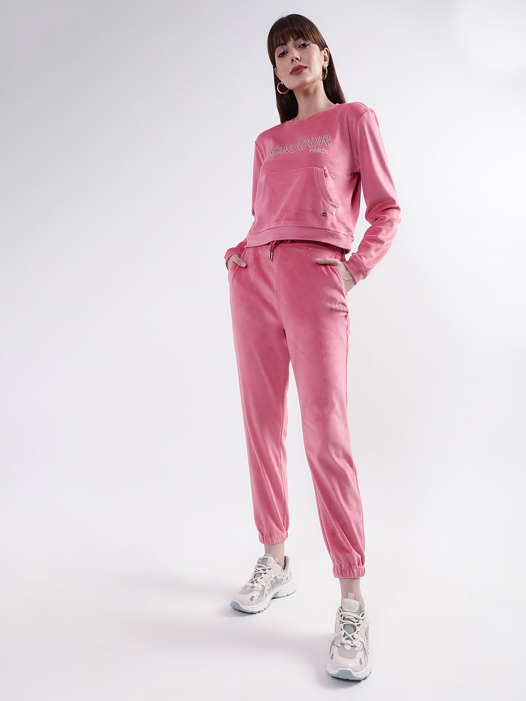 Elle Women Pink Solid Regular Fit Sweatpant
