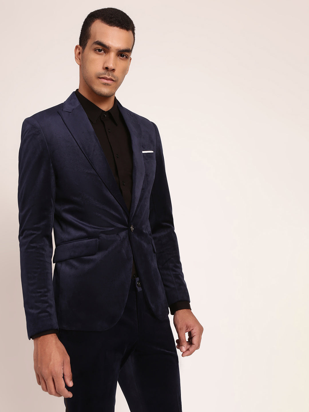 Lindbergh Men Blue Solid Collar Blazer