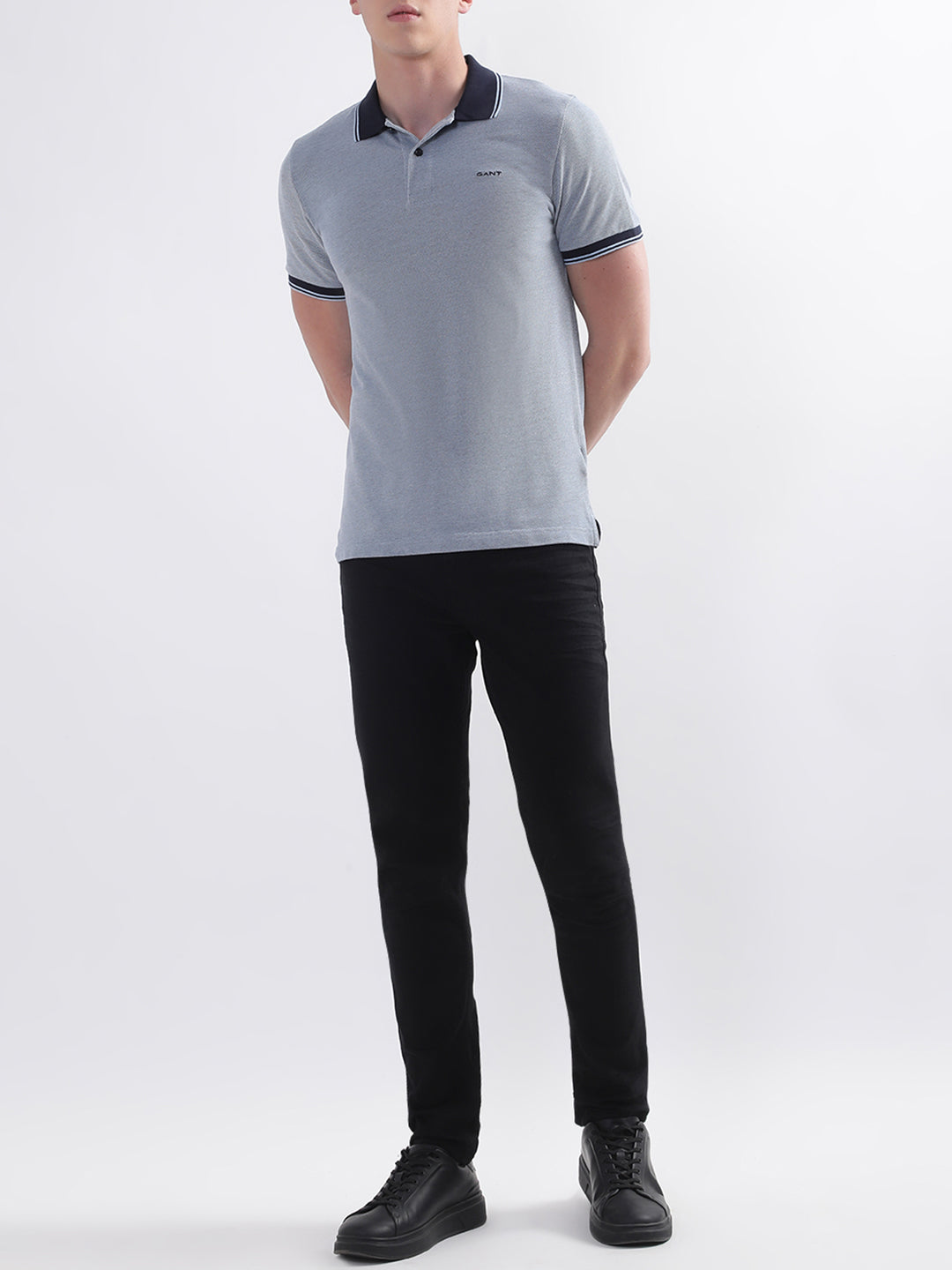 Gant Blue Oxford Regular Fit Pique Polo T-Shirt