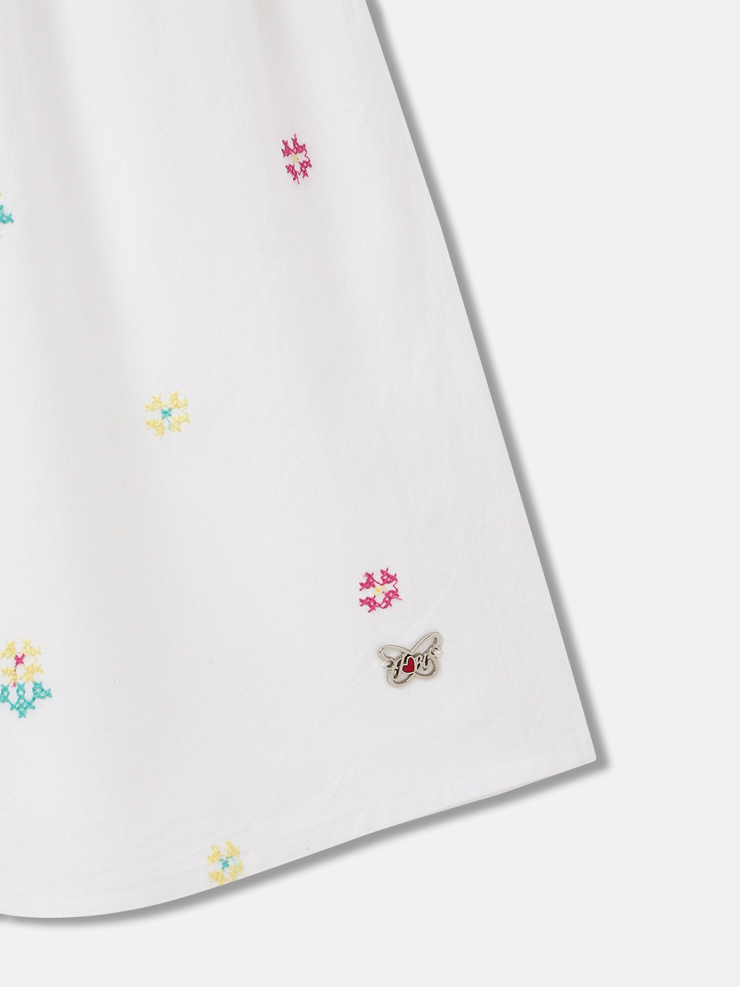 Blue Giraffe Girls White Self-Design Shoulder Straps Sleeveless Dress