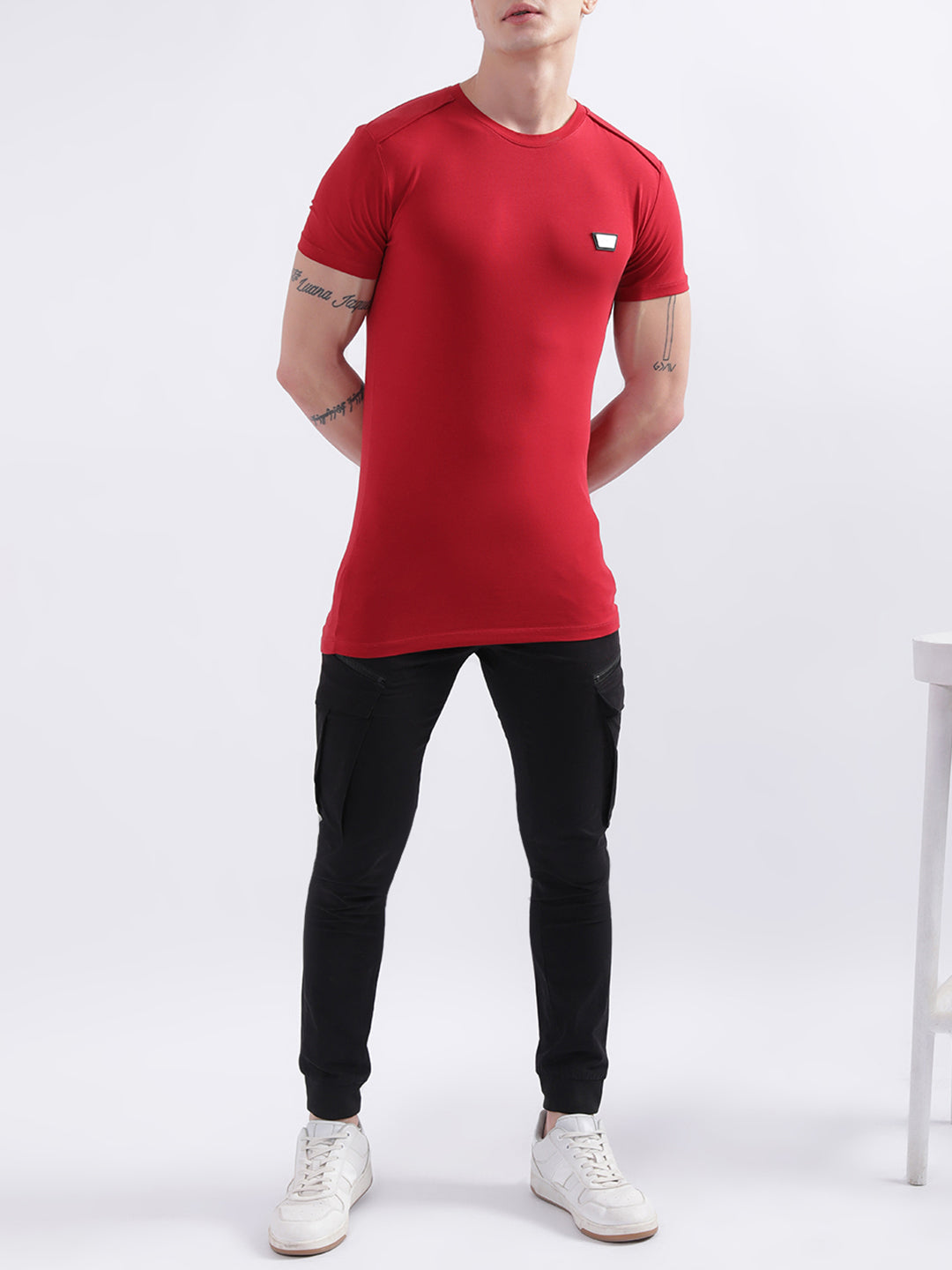 Antony Morato Men Red Solid Round Neck T-shirt