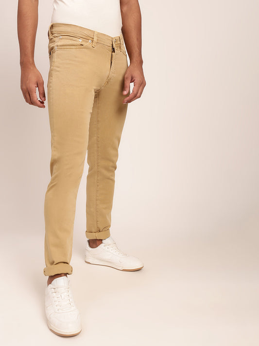 Gant Men Beige Solid Slim Fit Jeans