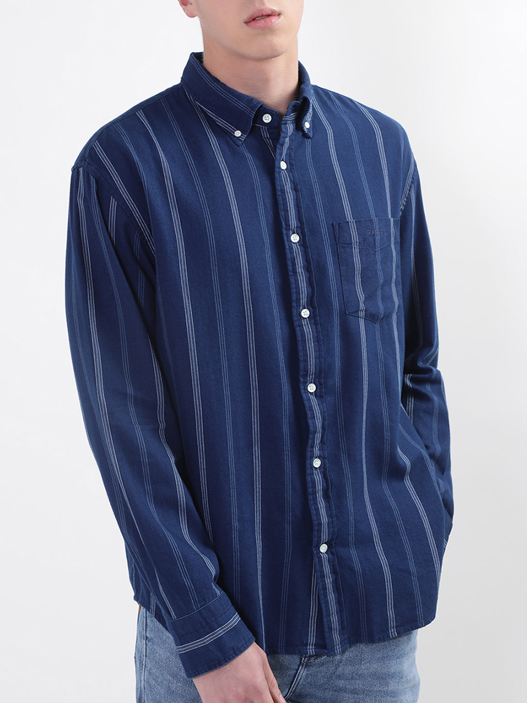 Gant Blue Striped Relaxed Fit Shirt