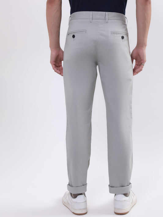 Iconic Men Grey Solid Slim Fit Chinos
