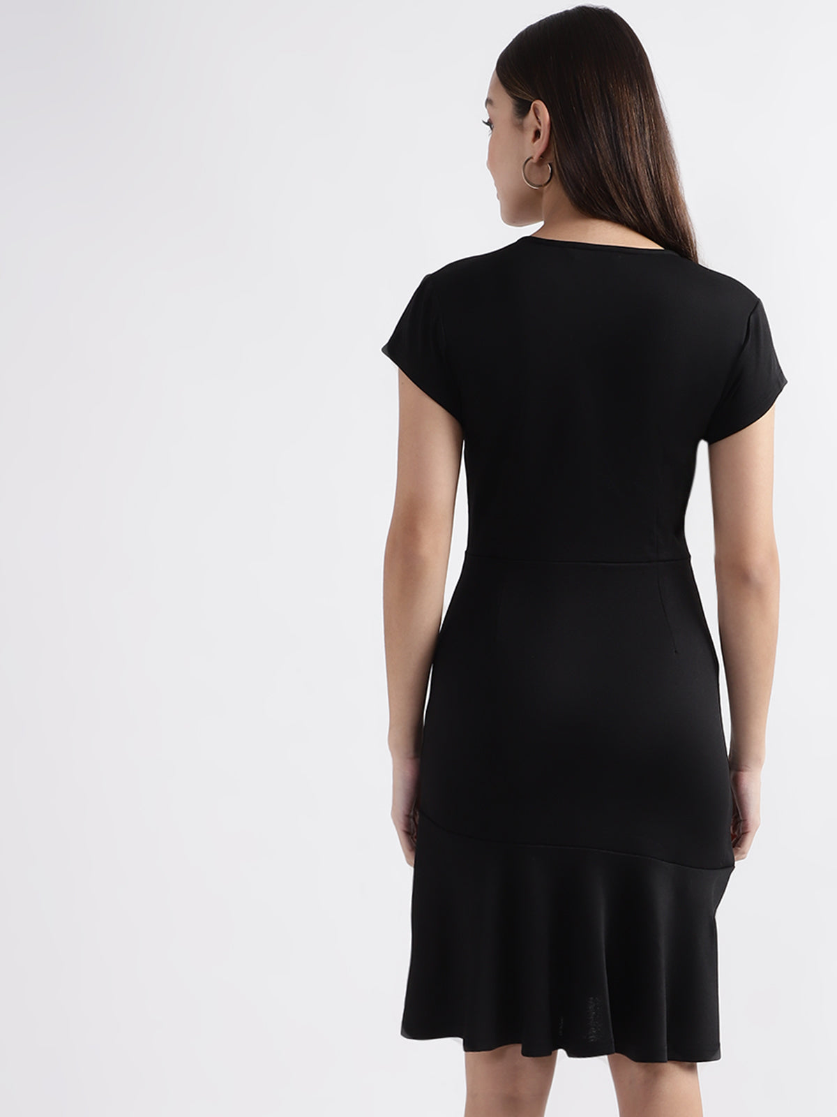 Centrestage Women Black Solid V Neck Dress