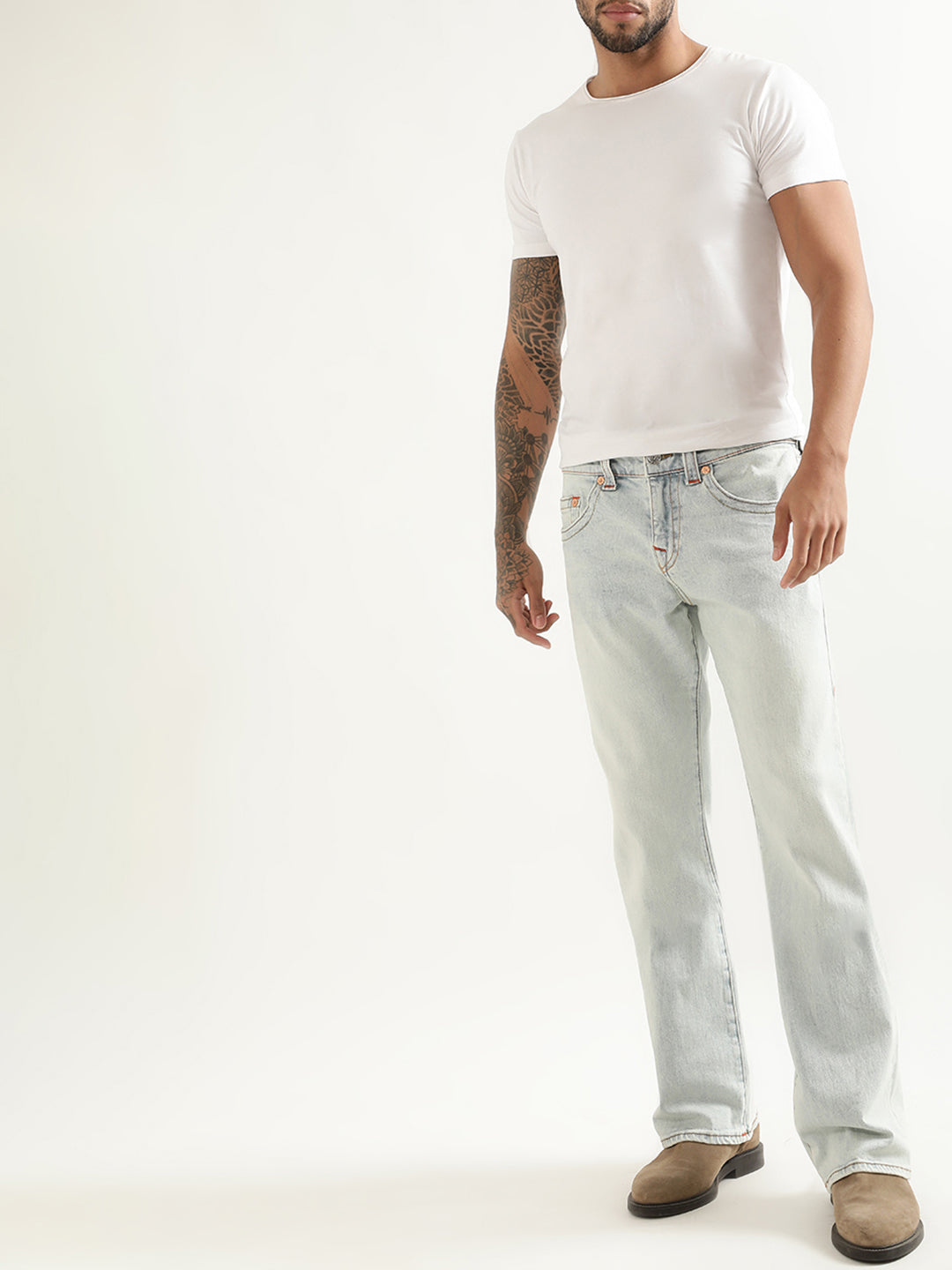 True Religion Men Bootcut Mid-Rise Heavy Fade Jeans