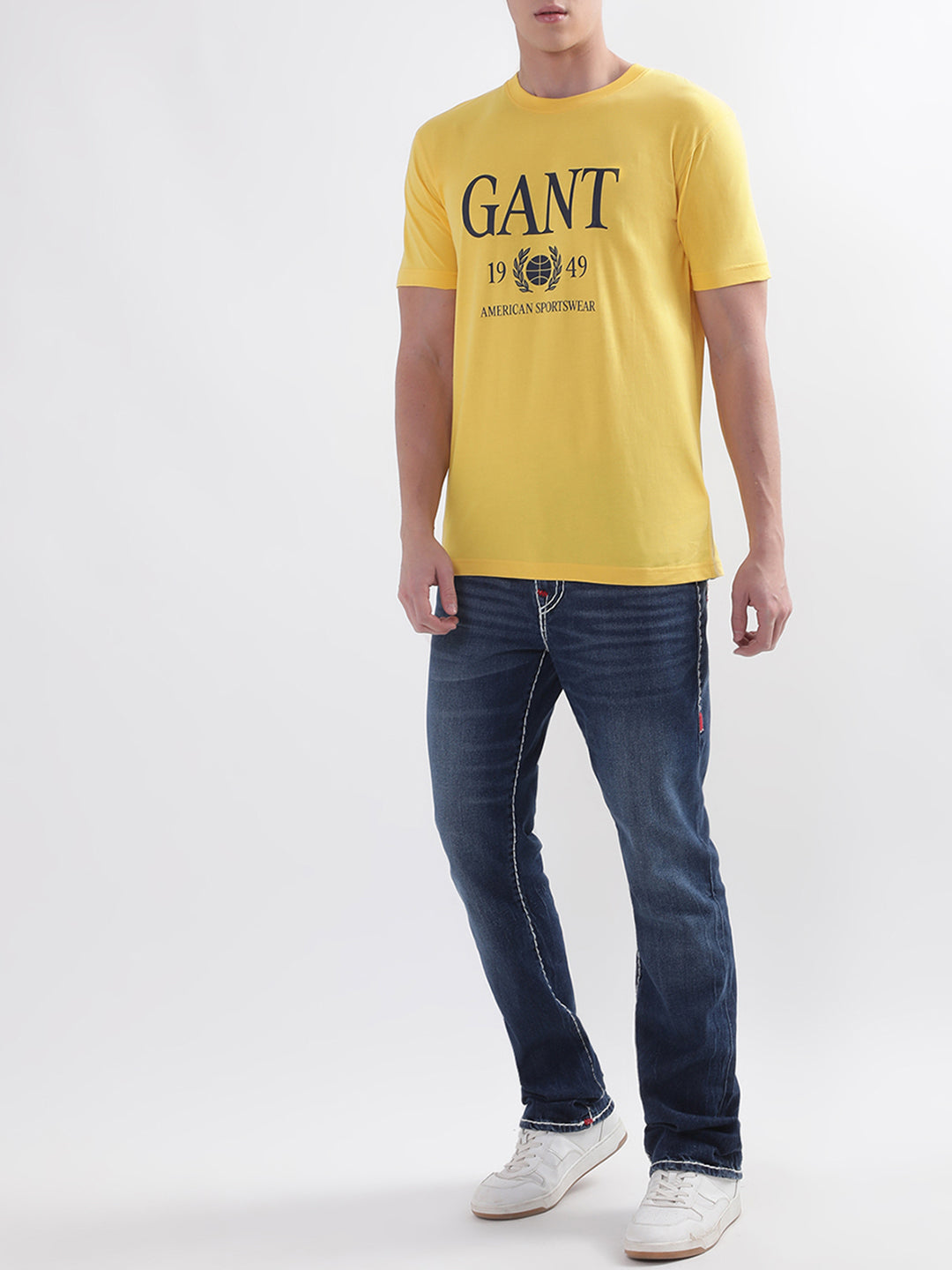 Gant Yellow Retro Crest Logo Regular Fit T-Shirt