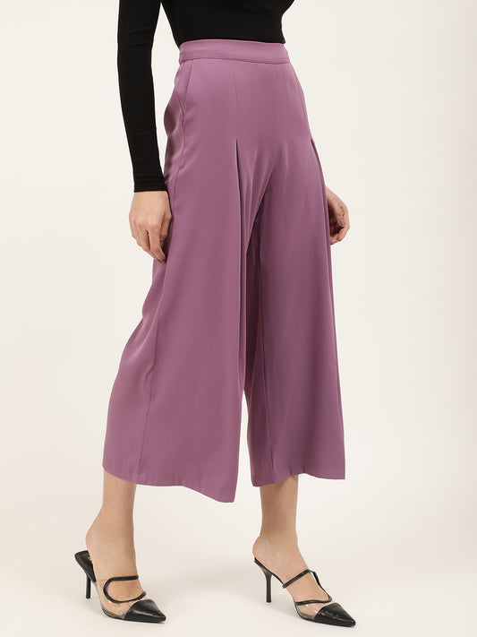 Centre Stage Women Purple Solid Loose Fit Trouser