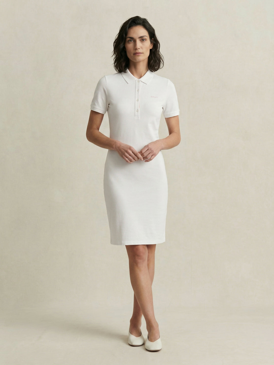 Gant Women White Solid Stretchable Slim Fit Dress