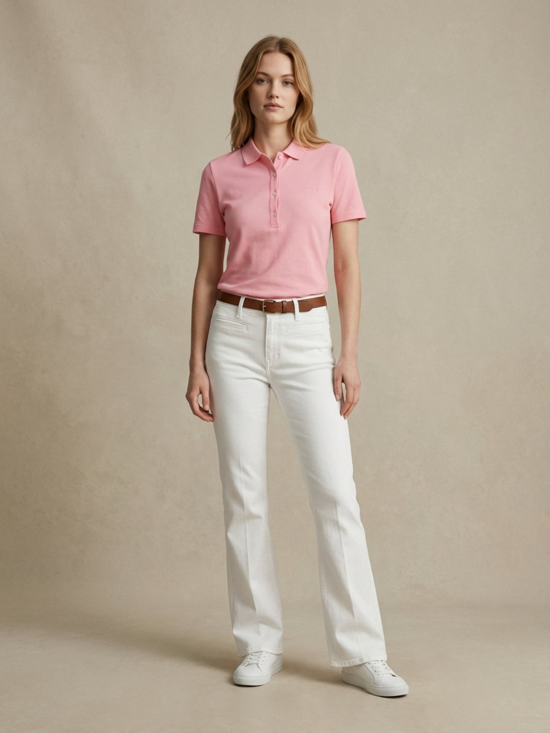 Gant Women Pink Solid Slim Fit Polo T-Shirt