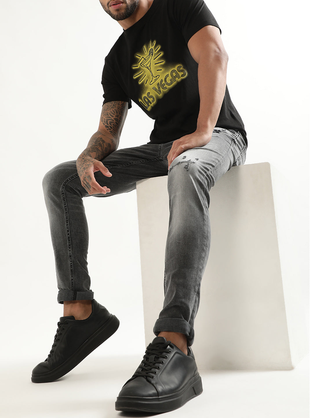 Antony Morato Black Printed Slim Fit T-Shirt