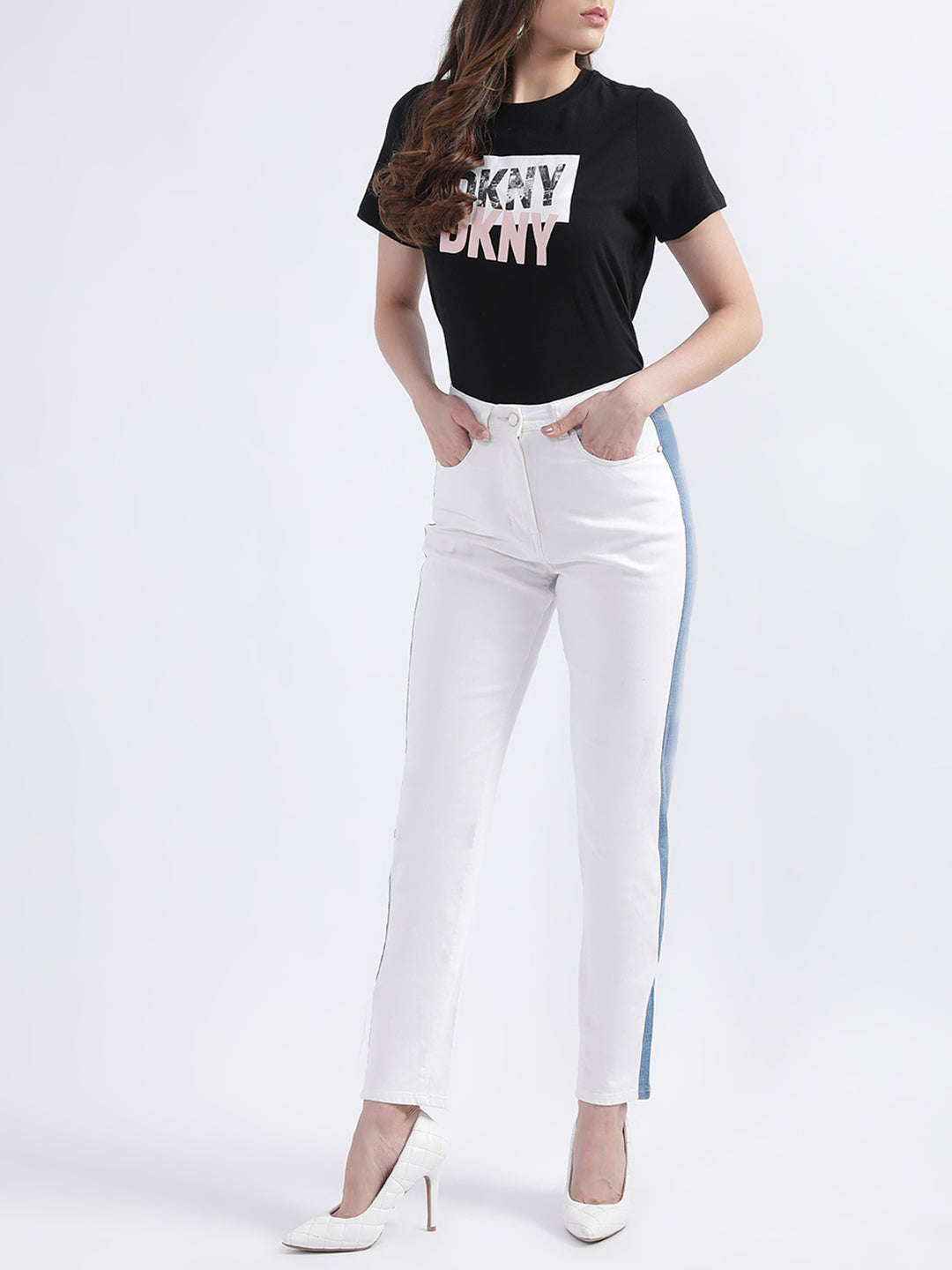 Dkny Black Fashion Logo Regular Fit Top