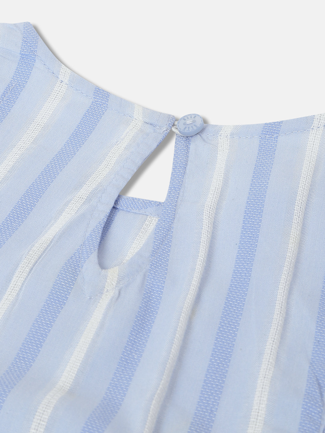 Elle Kids Girls Blue Striped Round Neck Short Sleeves Top