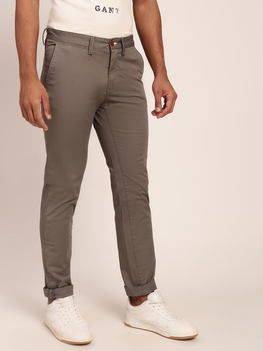 Gant Men Grey Tailored Slim Fit Trousers