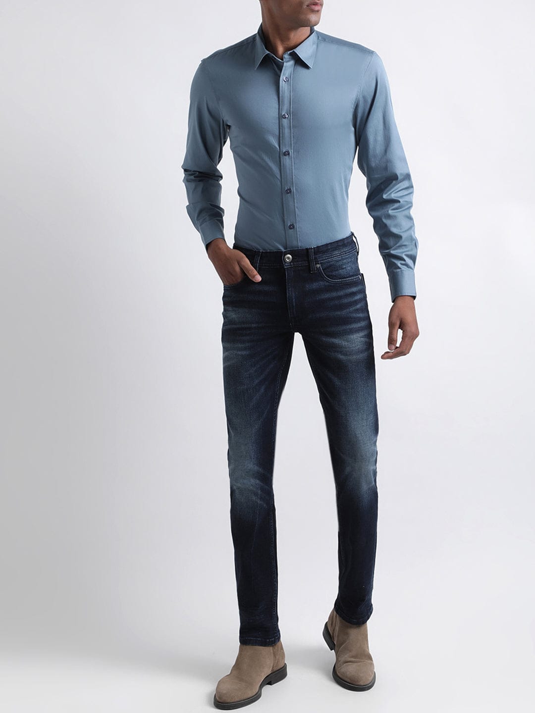 Iconic Men Blue Shirt Collar Shirt