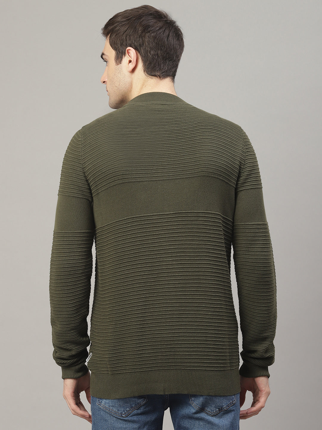 Lindbergh Men Green Solid Mandarin Collar Sweater