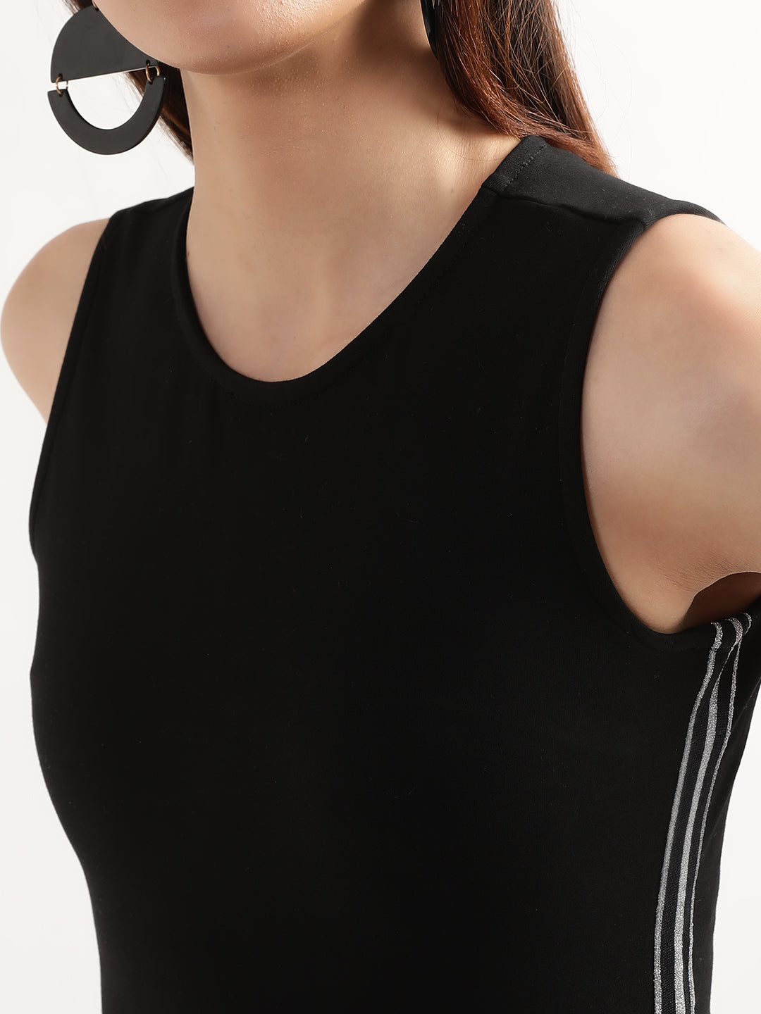 Elle Women Black Solid Round Neck Jumpsuit