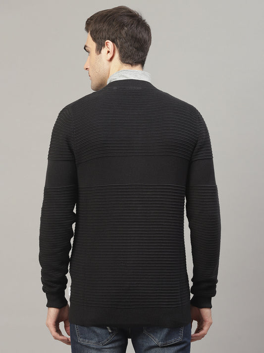 Lindbergh Men Black Solid Mandarin Collar Sweater