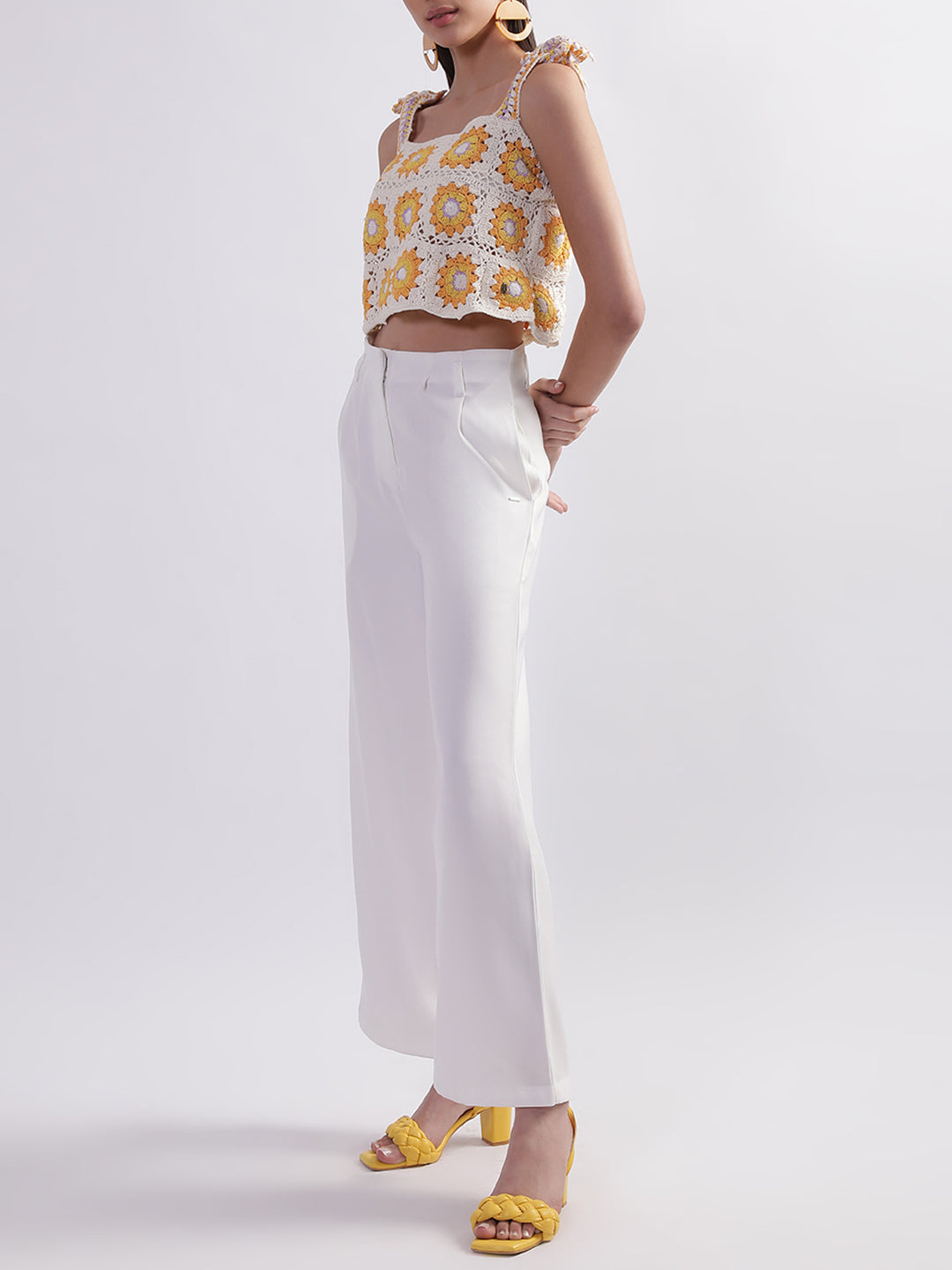 Elle Women Natural Round Neck Solid Top