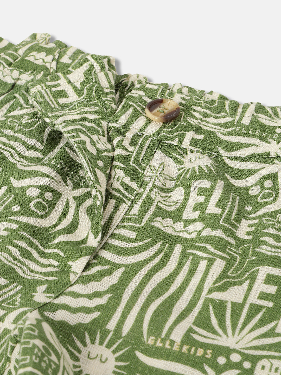 Elle Kids Girls Green Printed Relaxed Fit Shorts