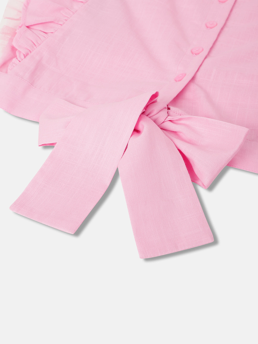 Elle Kids Girls Pink Solid Round Neck Short Sleeves Top