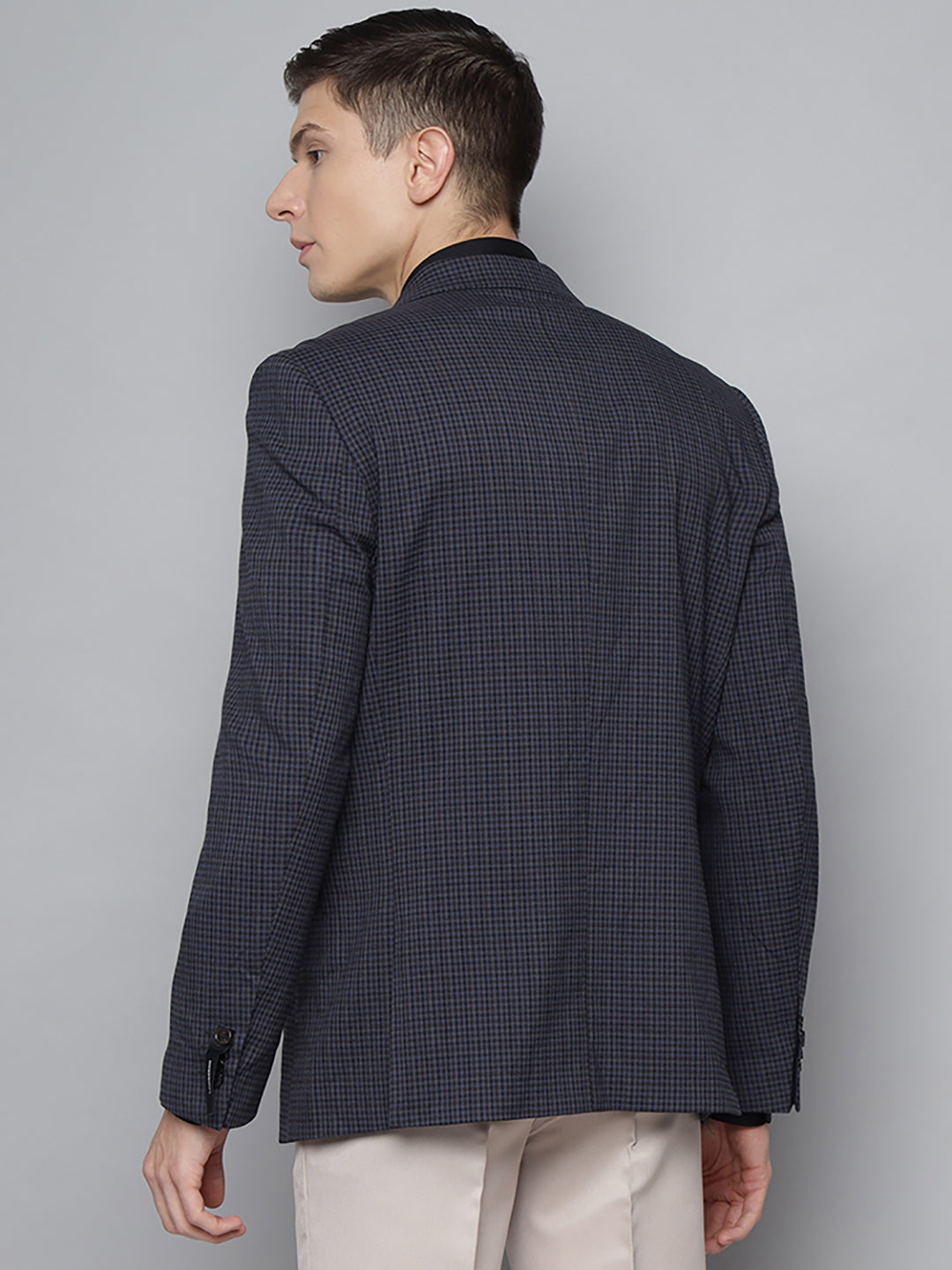 Lindbergh Men Blue Checked Collar Blazer