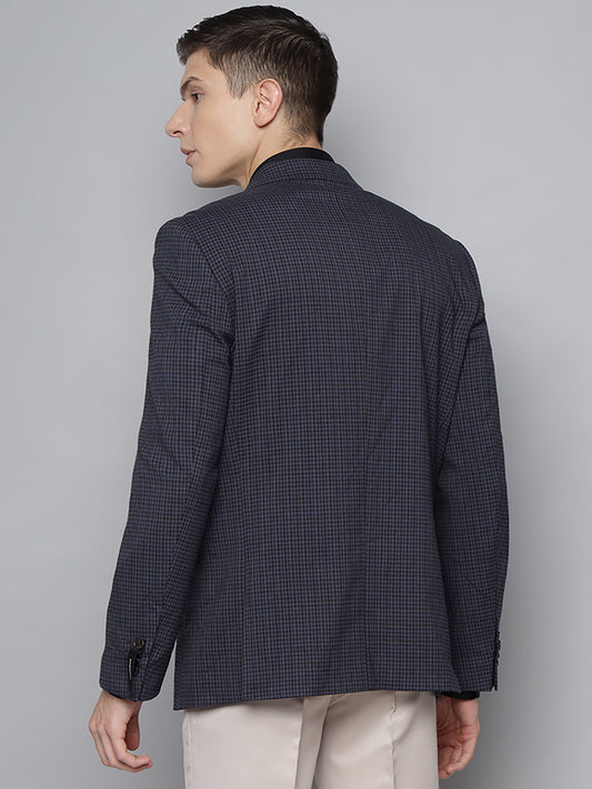 Lindbergh Men Blue Checked Collar Blazer
