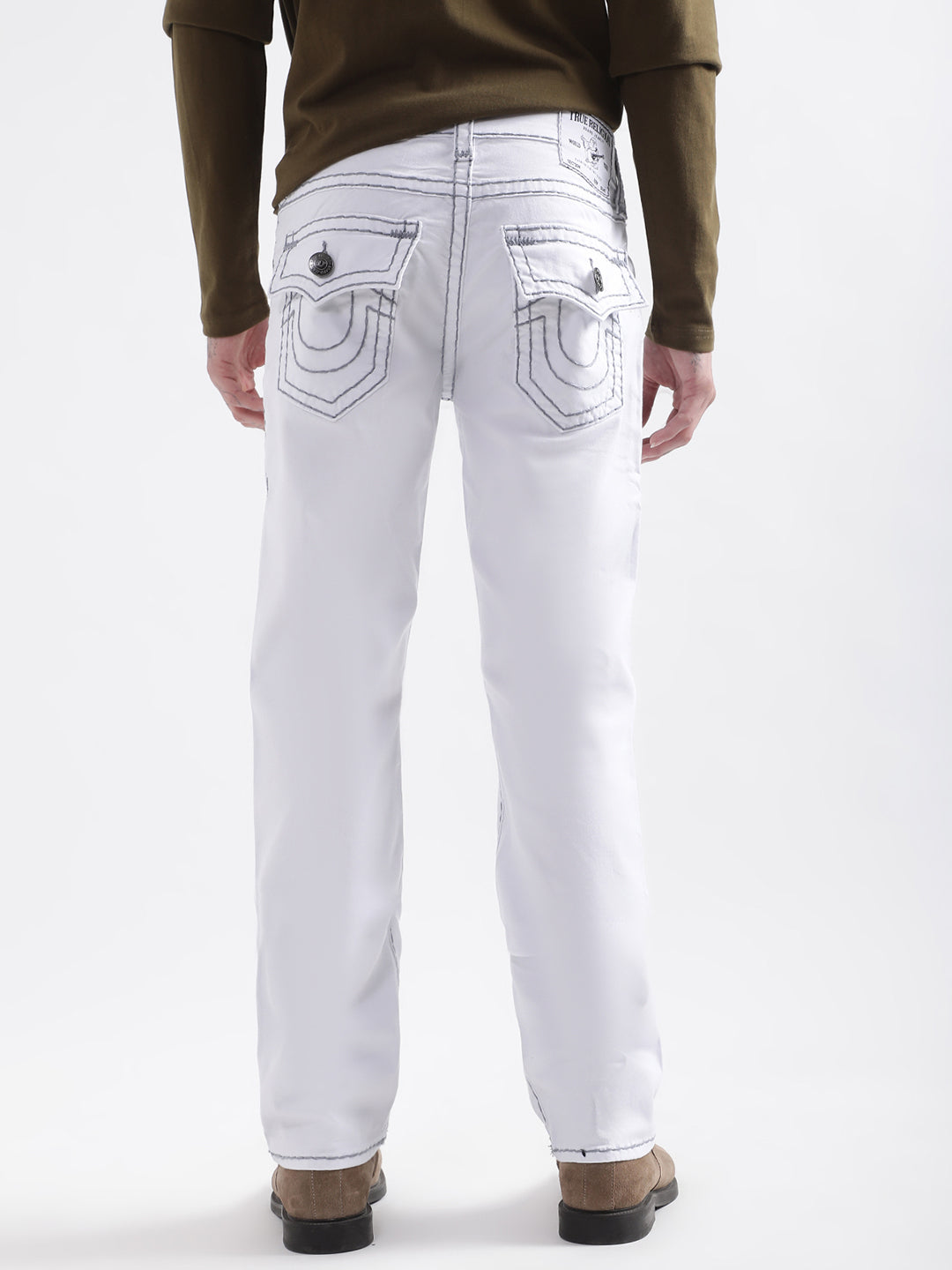 True Religion Super T Straight White Mid Rise Jeans