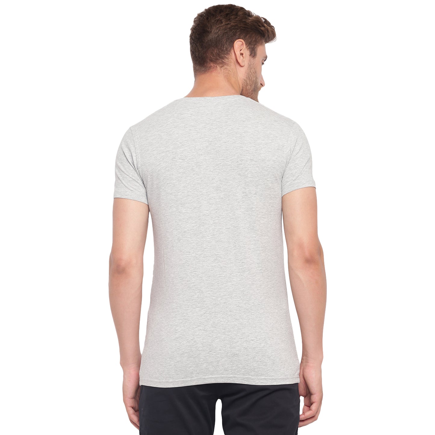 Lindbergh Men Grey Solid V Neck TShirt