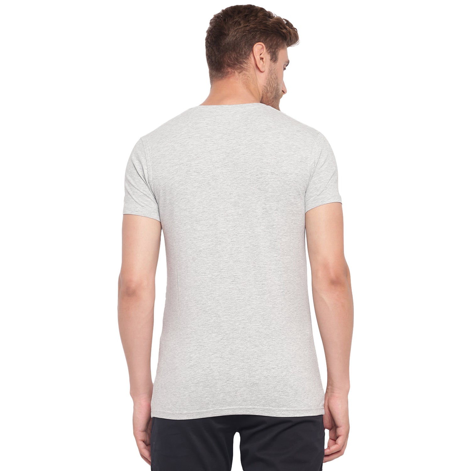Lindbergh Men Grey Solid V Neck TShirt