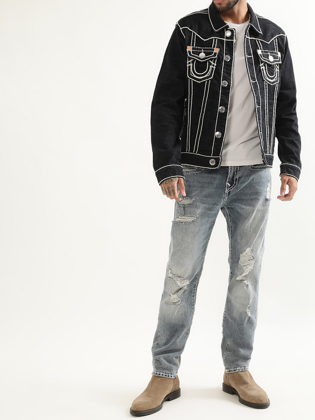 True Religion Lightweight Rope Stitch Denim Jacket