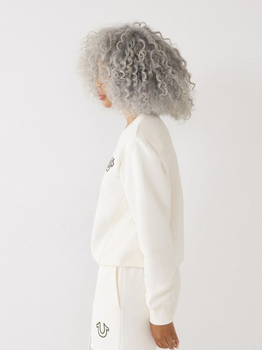 True Religion Women Solid Round Neck Sweatshirt