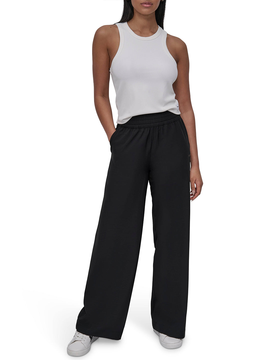 DKNY Womens Black Polyester Solid Trouser