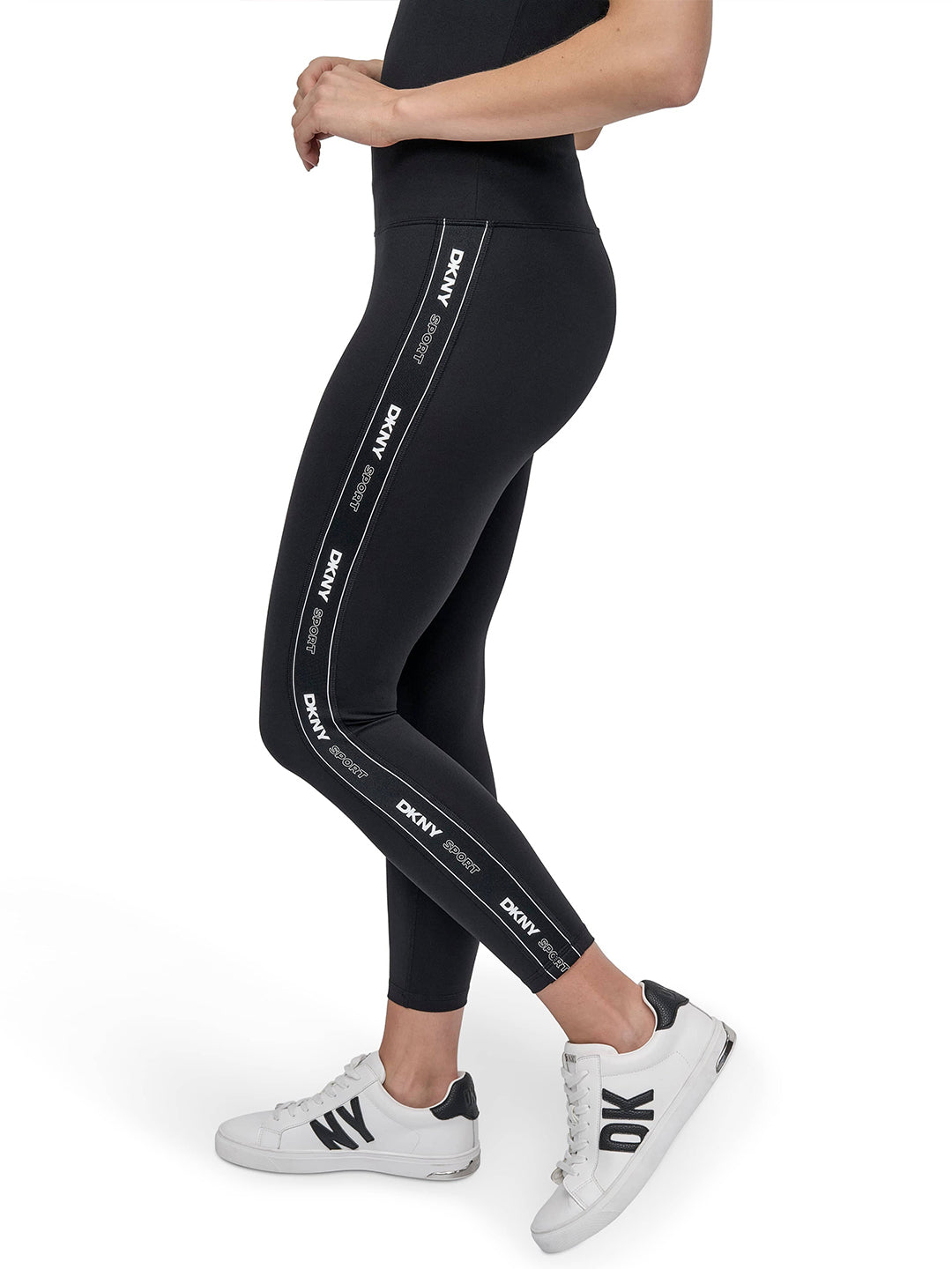 DKNY Womens Black Logo High Rise Legging