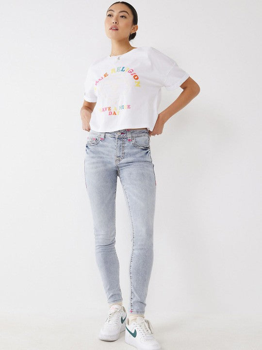 True Religion Womens Super T Jennie Skinny Fit Blue Mid Rise Jeans