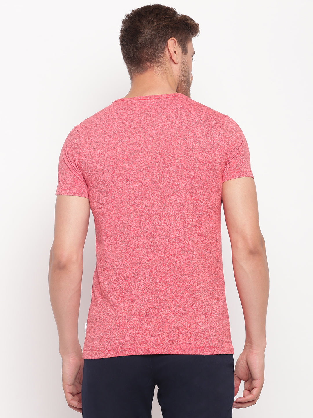 Lindbergh Men Red Solid Round Neck TShirt