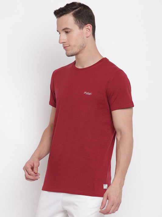 Lindbergh Men Red Solid Round Neck TShirt