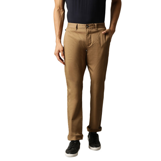 Matinique Men Khaki Solid Slim Fit Trouser