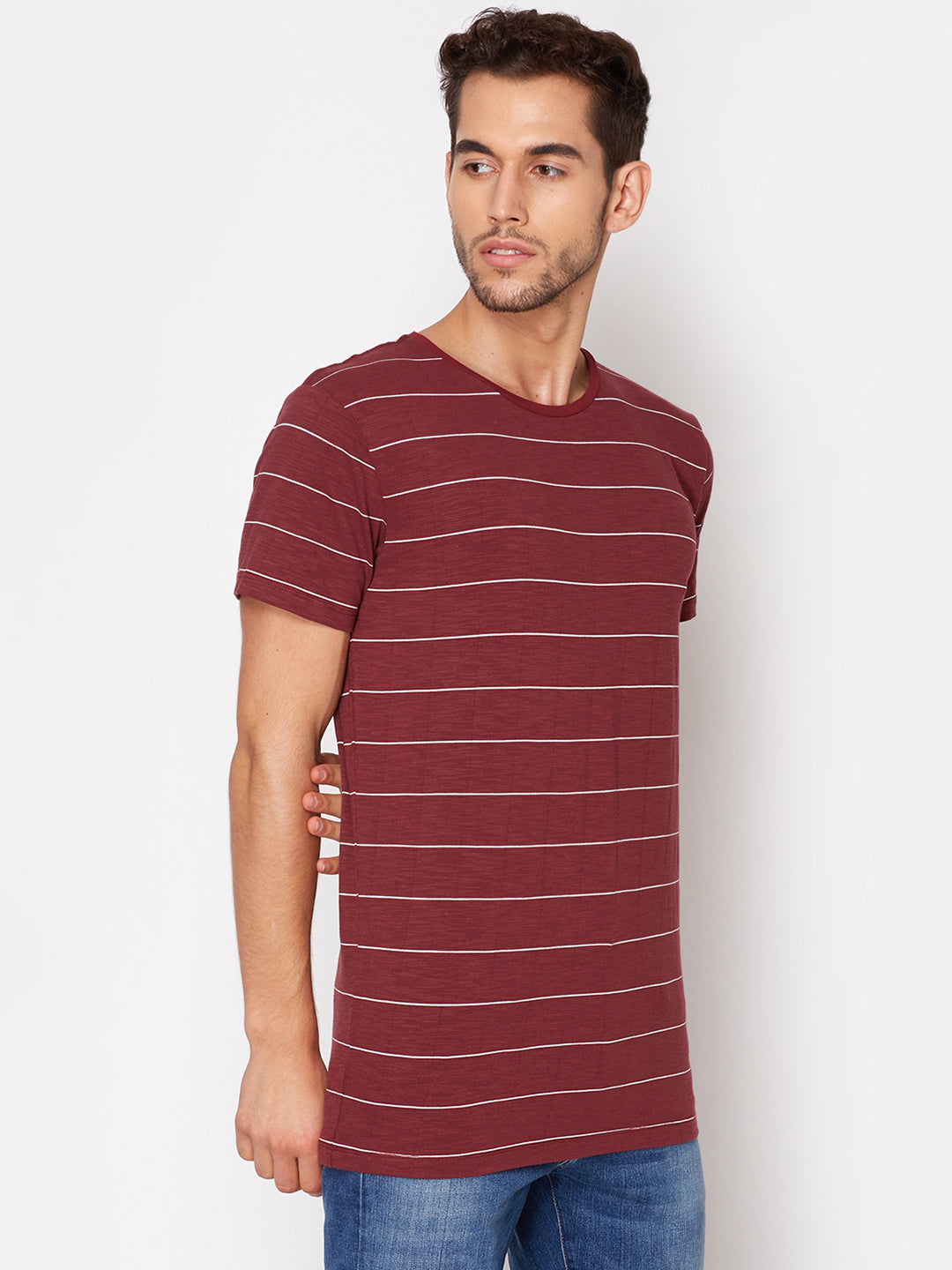 Lindbergh Men Red Solid Round Neck TShirt