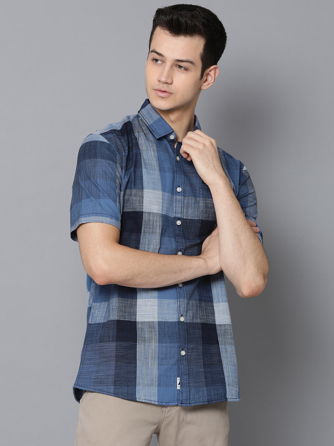 Lindbergh Men Blue Solid Collar Shirt