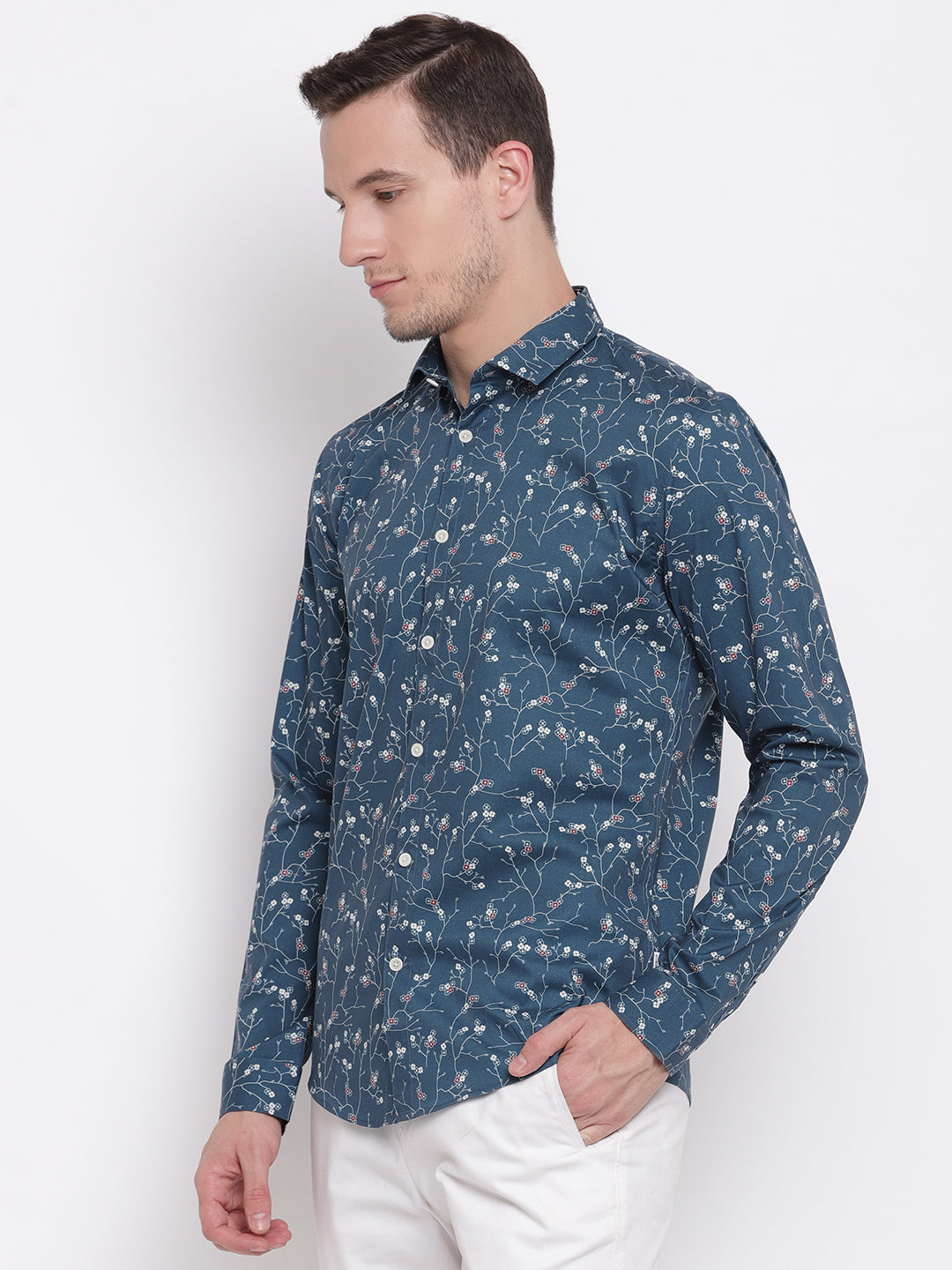 Lindbergh Blue Fashion Printed Slim Fit Shirt