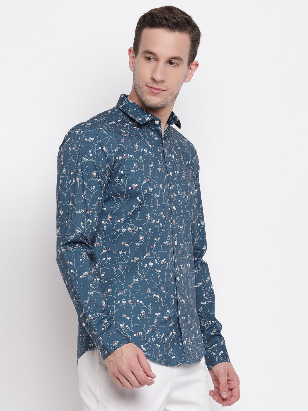 Lindbergh Blue Fashion Printed Slim Fit Shirt