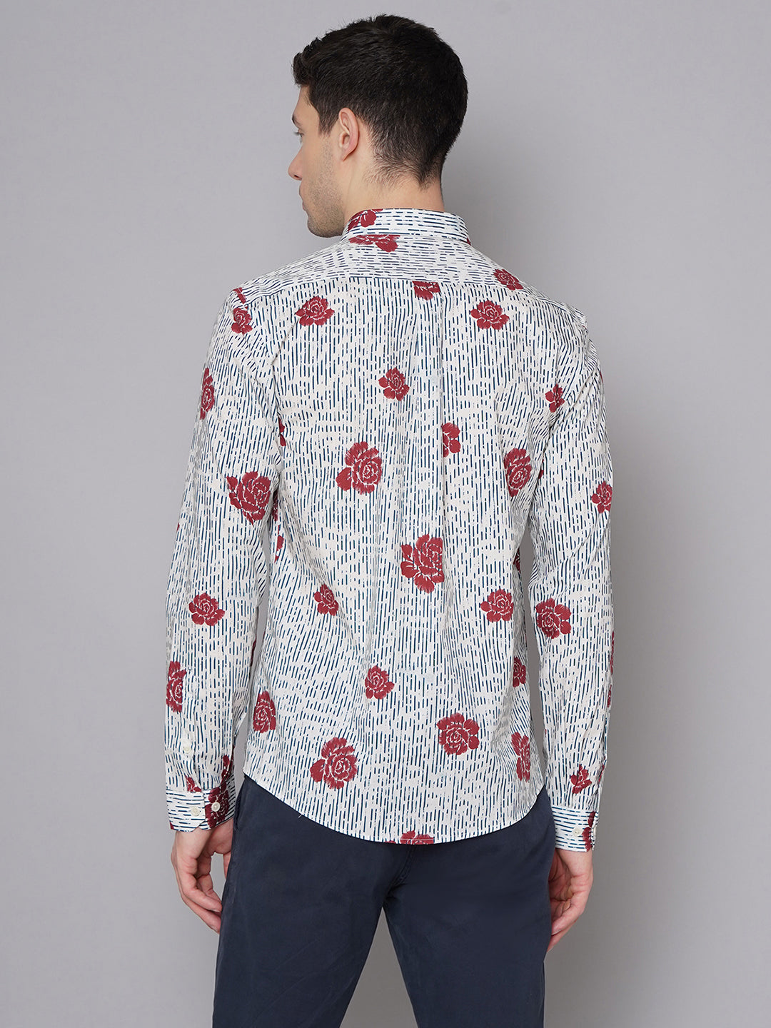 Lindbergh Men White Printed Collar Shirt