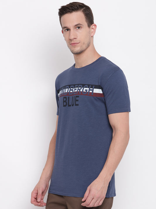 Lindbergh Men Blue Solid Round Neck TShirt