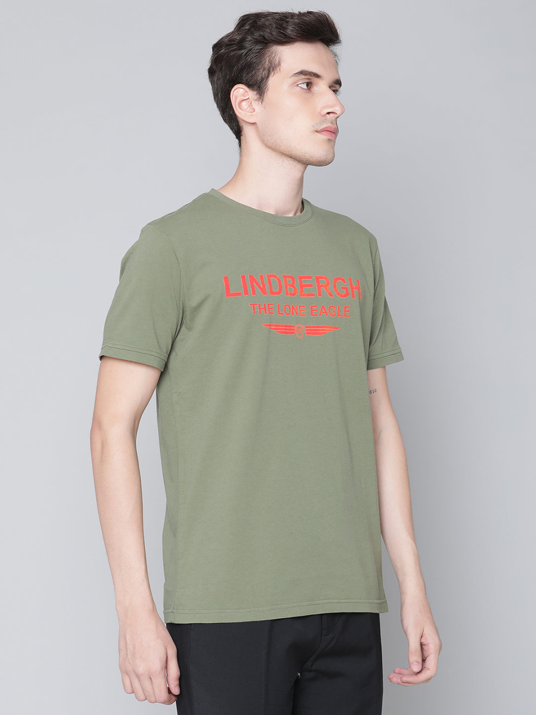 Lindbergh Light Army Fashion Logo Slim Fit T-Shirt