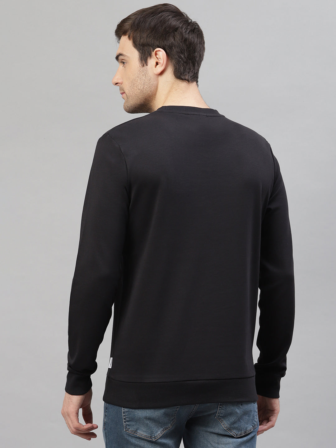 Lindbergh Men Black Printed Round Neck Sweatshirt