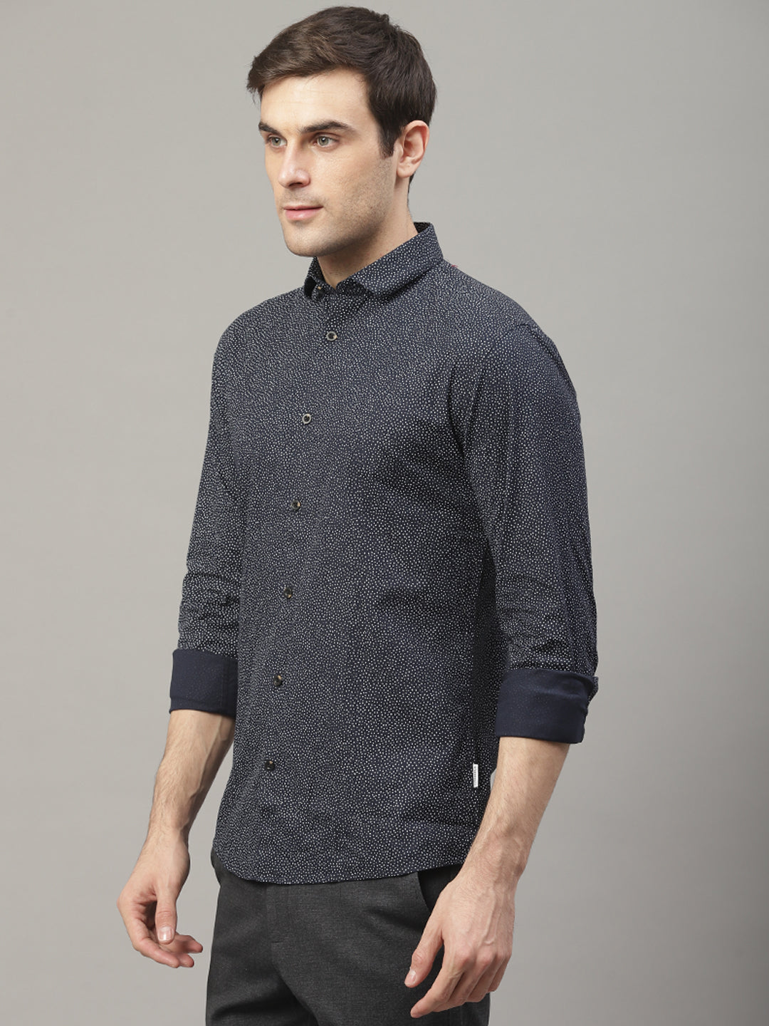 Lindbergh Men Blue Printed Collar Shirt