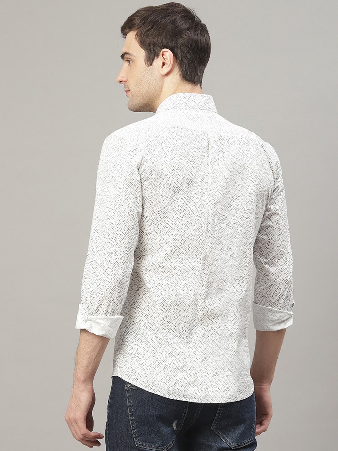 Lindbergh Men Off White Printed Collar Shirt